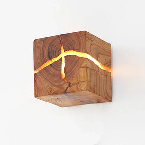 Wall Light - SolidWood - Cube Craft Lamp - Rustic Home Decor