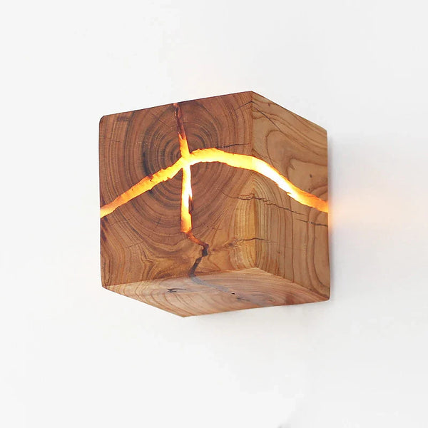 Wall Light - SolidWood - Cube Craft Lamp - Rustic Home Decor