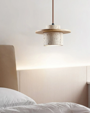 Pendant Light Fixture - Atlaro - Travertine Stone Design - Rustic Dining Lighting