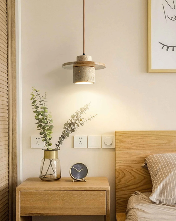 Pendant Light Fixture - Atlaro - Travertine Stone Design - Rustic Dining Lighting
