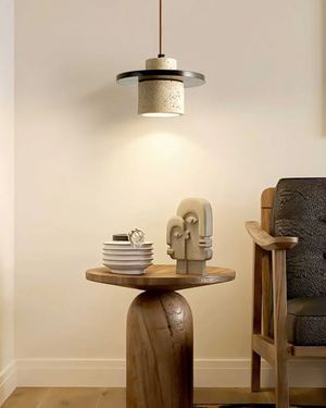 Pendant Light Fixture - Atlaro - Travertine Stone Design - Rustic Dining Lighting