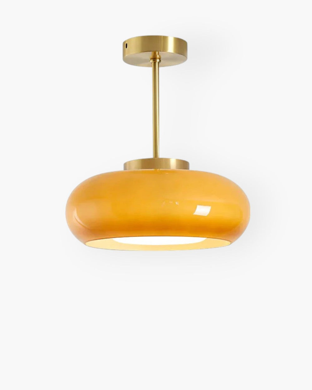 Ceiling Light Fixture - Memoria - Brass Mount Design - Frosted Glass Shade