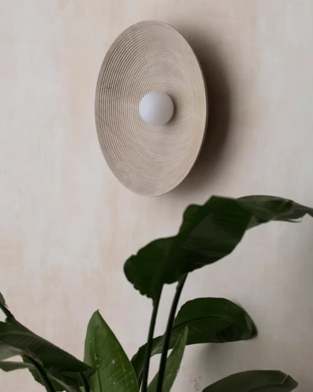 Wall Light Fixture - Sandora - Textured Disc Design - Minimal Japandi Style