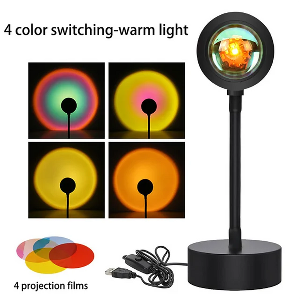 LED Mood Lamp - AuraGlow - Sunset Projection Light - Colourful Room Decor