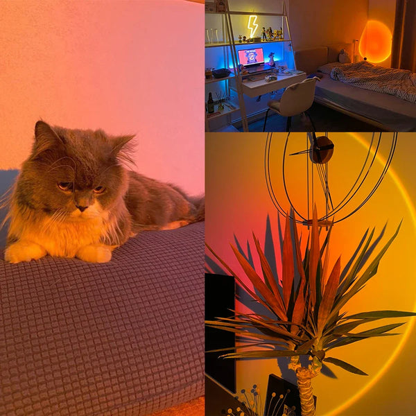 LED Mood Lamp - AuraGlow - Sunset Projection Light - Colourful Room Decor