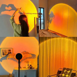 LED Mood Lamp - AuraGlow - Sunset Projection Light - Colourful Room Decor