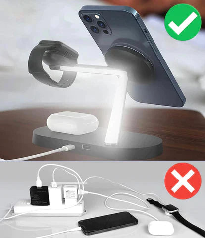 Wireless Charging Station - ChargeMax - 3-in-1 Fast Charger - Smart Device Dock