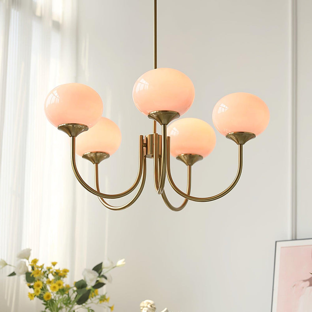 Ceiling Light - Lumina - Modern Pink Glass Chandelier - Elegant Home Decor
