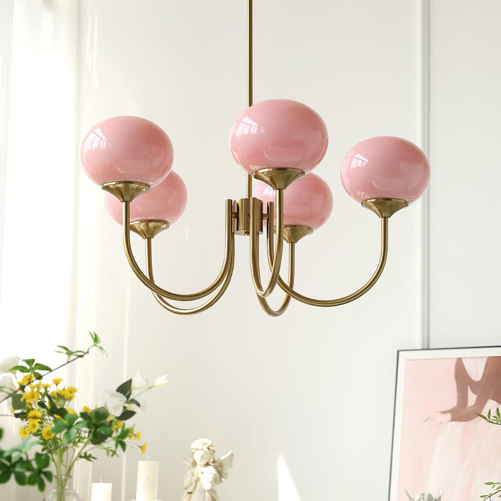 Ceiling Light - Lumina - Modern Pink Glass Chandelier - Elegant Home Decor