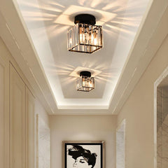 Modern Elegance | Flush Mount Ceiling Light Fixture with Crystal Shade ? Stylish Design for Elegant Hallways 0