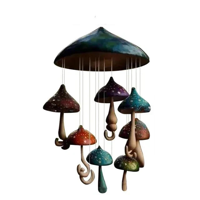 Mushroom Wind Chime - Enchantix - Resin Garden Decor - Outdoor Melodies