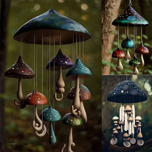 Mushroom Wind Chime - Enchantix - Resin Garden Decor - Outdoor Melodies