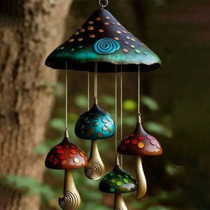 Mushroom Wind Chime - Enchantix - Resin Garden Decor - Outdoor Melodies