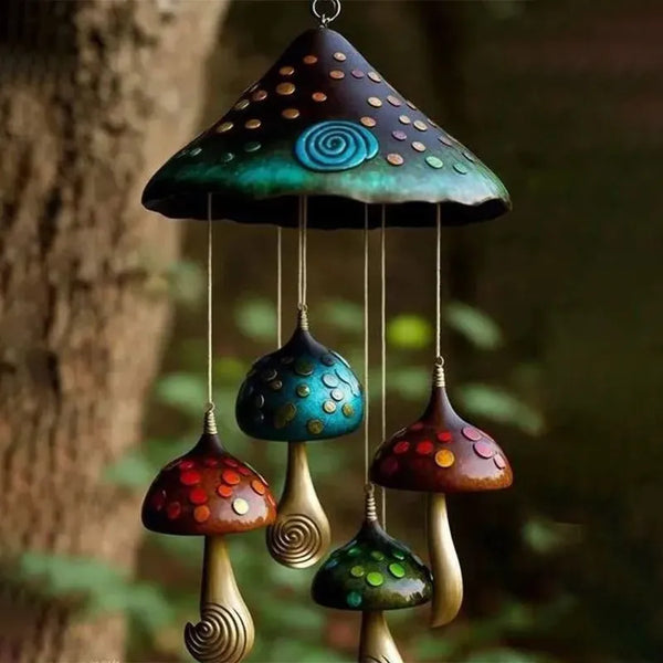 Mushroom Wind Chime - Enchantix - Resin Garden Decor - Outdoor Melodies