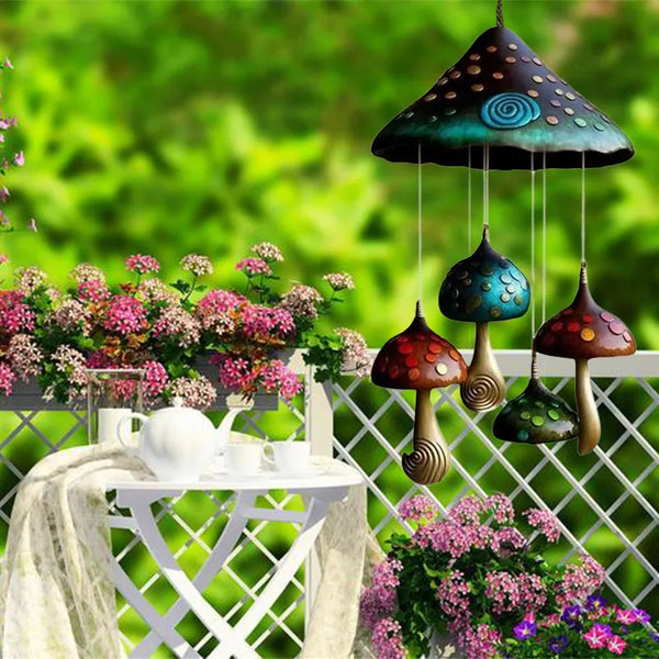 Mushroom Wind Chime - Enchantix - Resin Garden Decor - Outdoor Melodies
