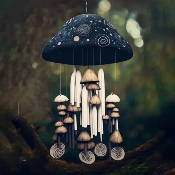 Mushroom Wind Chime - Enchantix - Resin Garden Decor - Outdoor Melodies