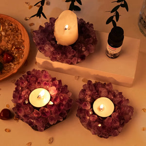 Natural Amethyst Candle Holder with Unique Design ? Enhance Healing and Home Decor 2