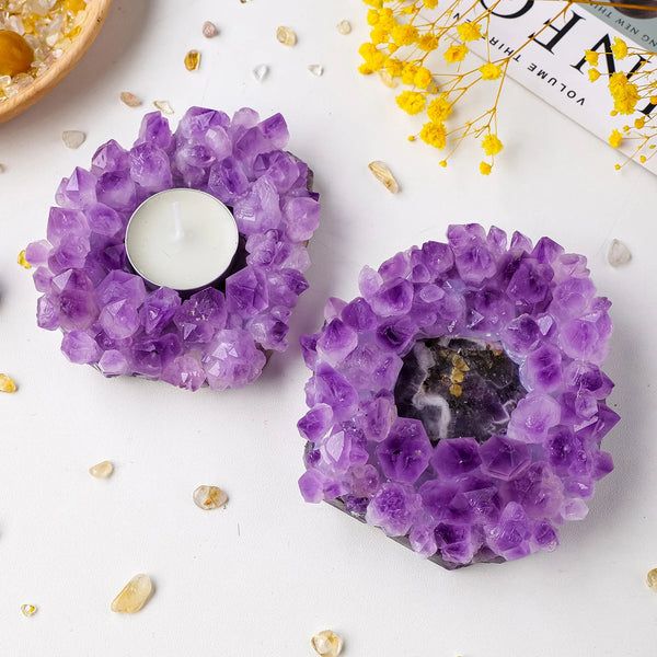 Natural Amethyst Candle Holder with Unique Design ? Enhance Healing and Home Decor 3