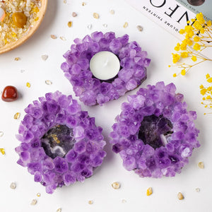 Natural Amethyst Candle Holder with Unique Design ? Enhance Healing and Home Decor 4