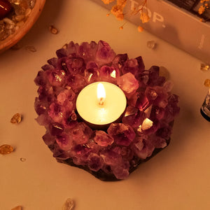 Natural Amethyst Candle Holder with Unique Design ? Enhance Healing and Home Decor 5