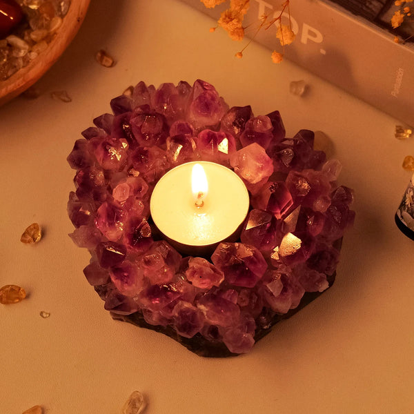 Natural Amethyst Candle Holder with Unique Design ? Enhance Healing and Home Decor 5
