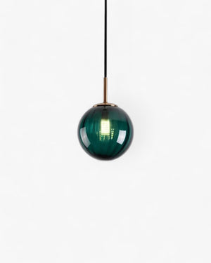 Pendant Ceiling Light - Virello - Amber Glass Globe - Modern Vintage Style