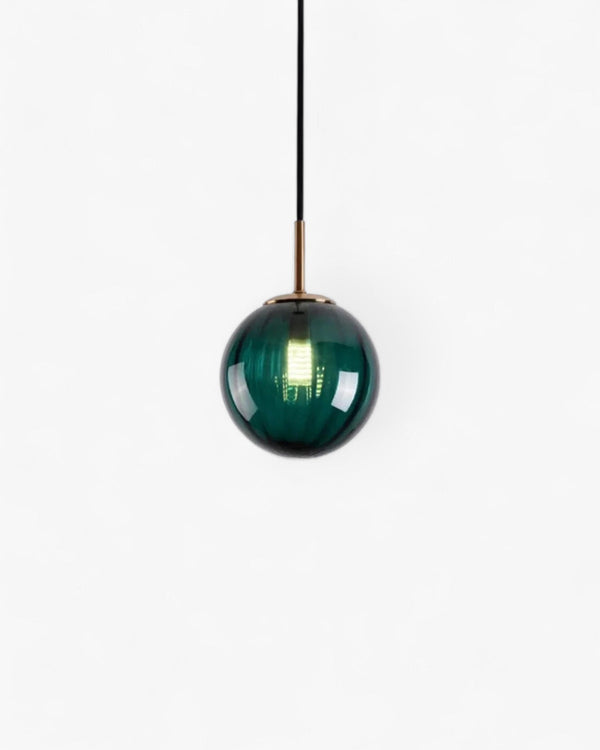 Pendant Ceiling Light - Virello - Amber Glass Globe - Modern Vintage Style