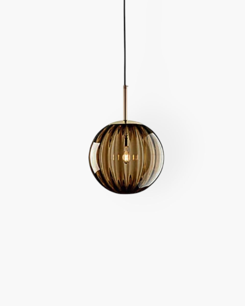Pendant Ceiling Light - Virello - Amber Glass Globe - Modern Vintage Style