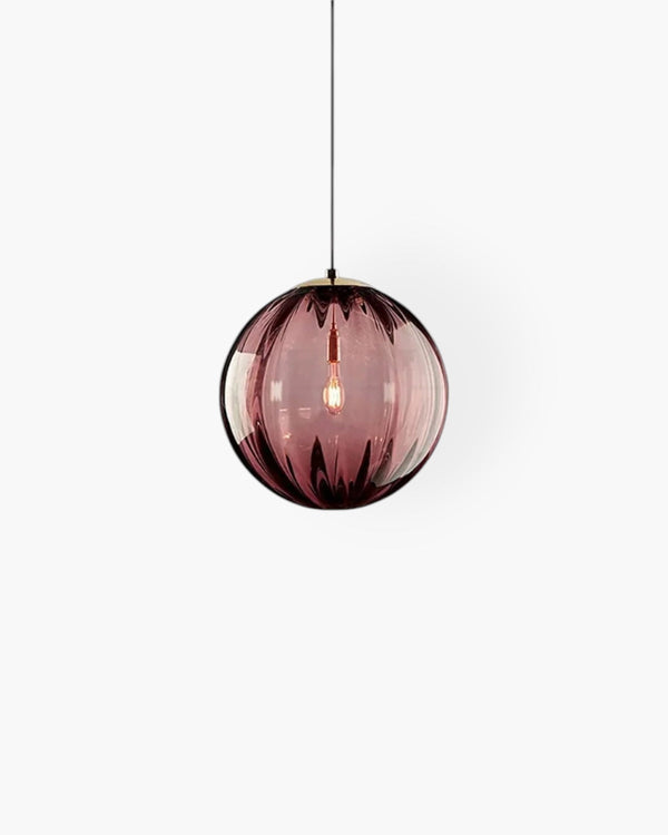 Pendant Ceiling Light - Virello - Amber Glass Globe - Modern Vintage Style