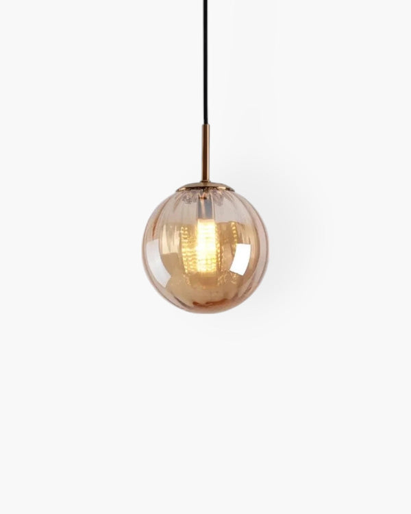 Pendant Ceiling Light - Virello - Amber Glass Globe - Modern Vintage Style