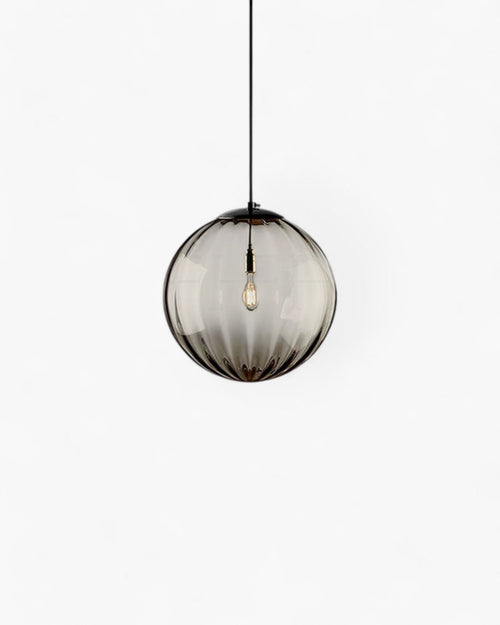 Pendant Ceiling Light - Virello - Amber Glass Globe - Modern Vintage Style