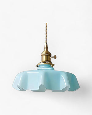 Pendant Ceiling Light - Charmelle - Vintage Ruffle Shade - Pastel Retro Design