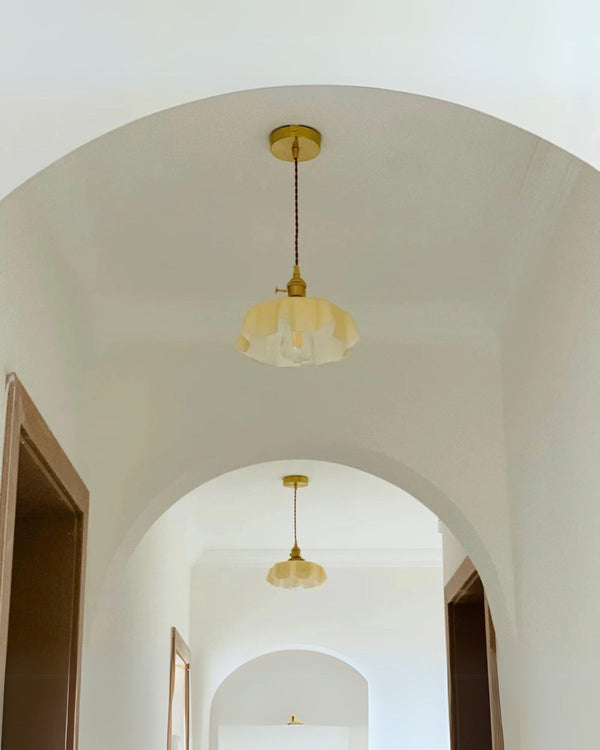 Pendant Ceiling Light - Charmelle - Vintage Ruffle Shade - Pastel Retro Design