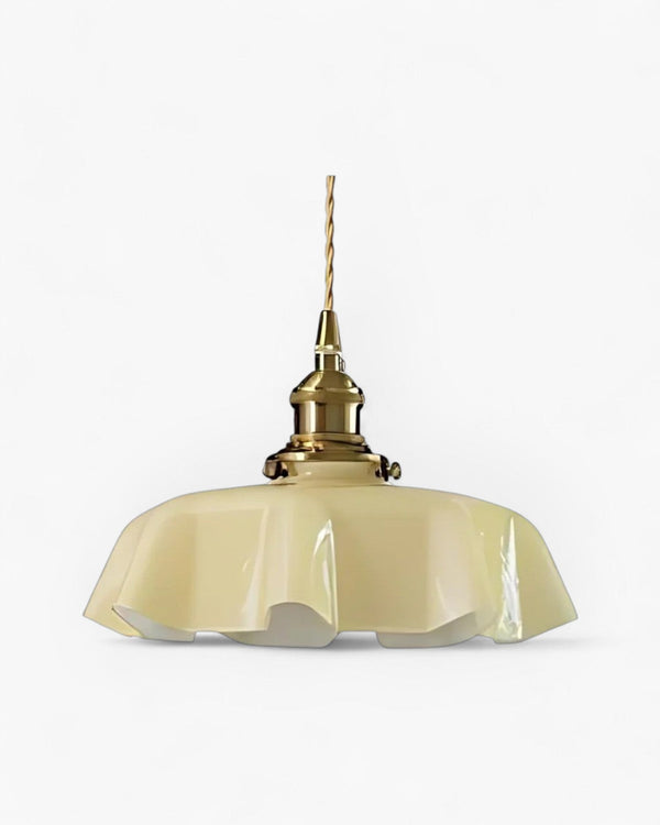Pendant Ceiling Light - Charmelle - Vintage Ruffle Shade - Pastel Retro Design