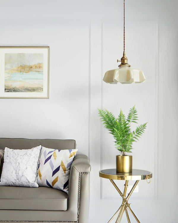 Pendant Ceiling Light - Charmelle - Vintage Ruffle Shade - Pastel Retro Design