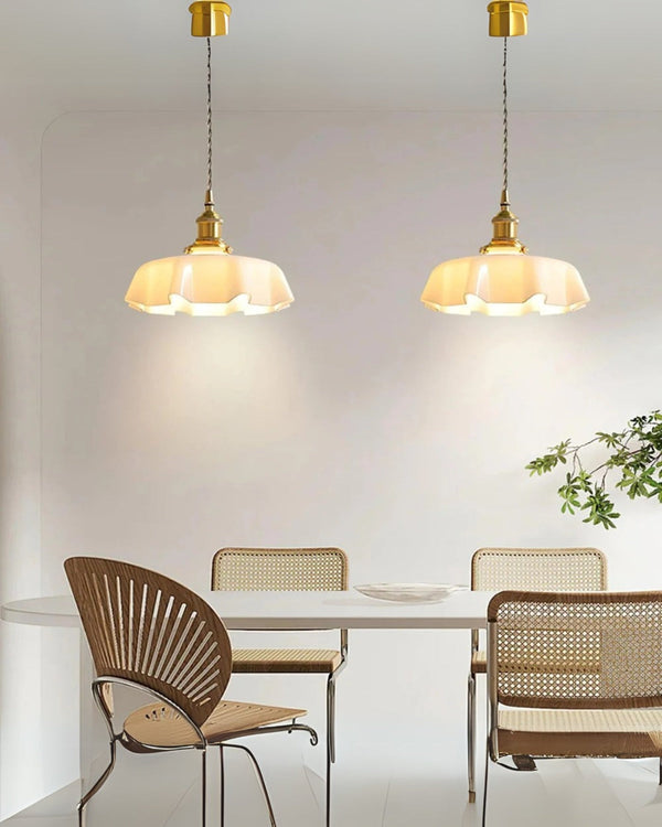 Pendant Ceiling Light - Charmelle - Vintage Ruffle Shade - Pastel Retro Design