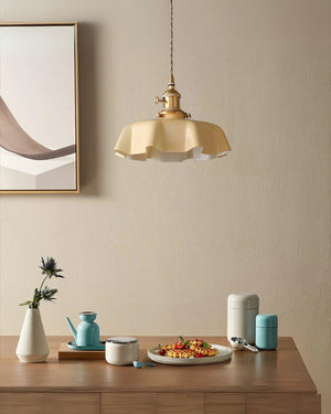 Pendant Ceiling Light - Charmelle - Vintage Ruffle Shade - Pastel Retro Design