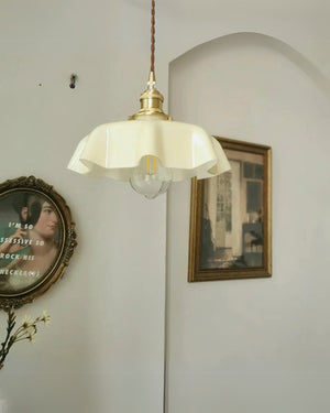 Pendant Ceiling Light - Charmelle - Vintage Ruffle Shade - Pastel Retro Design