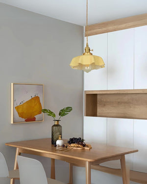 Pendant Ceiling Light - Charmelle - Vintage Ruffle Shade - Pastel Retro Design