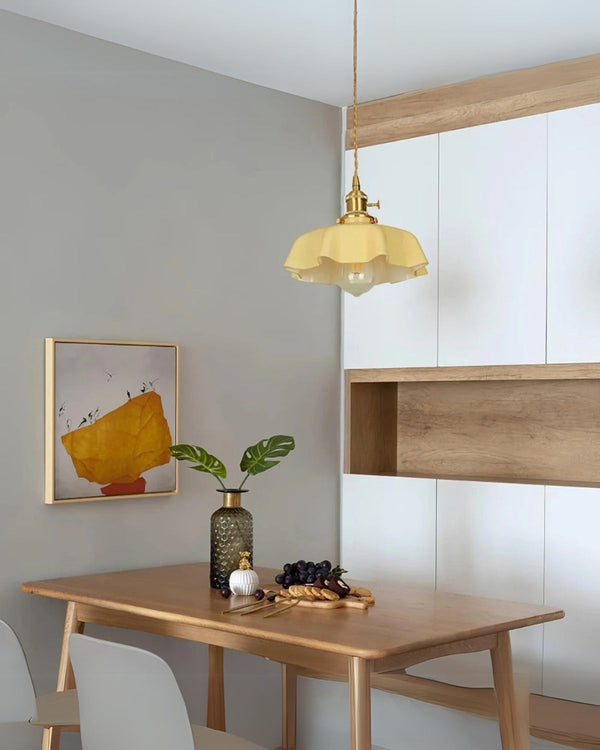 Pendant Ceiling Light - Charmelle - Vintage Ruffle Shade - Pastel Retro Design