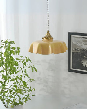 Pendant Ceiling Light - Charmelle - Vintage Ruffle Shade - Pastel Retro Design