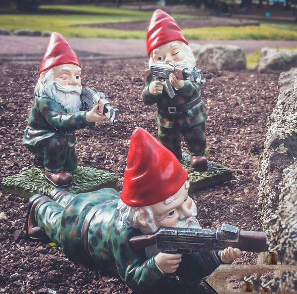 Military Garden Gnome - Jacko - Camouflage Statue - Outdoor Decor