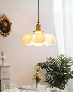 Pendant Ceiling Light - Charmelle - Vintage Ruffle Shade - Pastel Retro Design