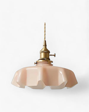 Pendant Ceiling Light - Charmelle - Vintage Ruffle Shade - Pastel Retro Design