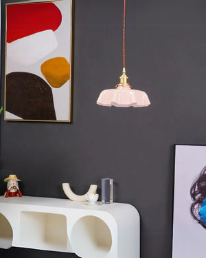 Pendant Ceiling Light - Charmelle - Vintage Ruffle Shade - Pastel Retro Design