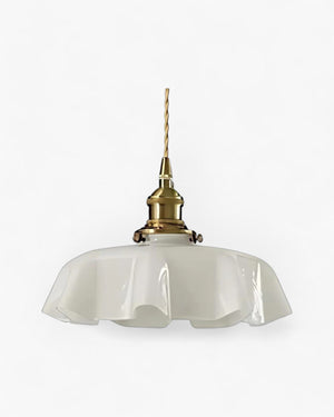 Pendant Ceiling Light - Charmelle - Vintage Ruffle Shade - Pastel Retro Design