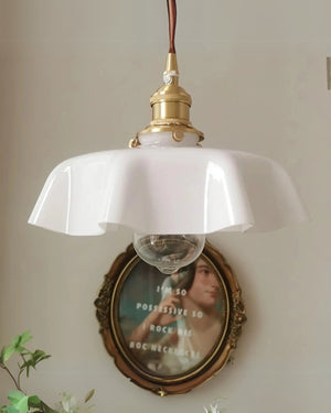 Pendant Ceiling Light - Charmelle - Vintage Ruffle Shade - Pastel Retro Design