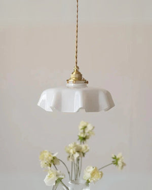 Pendant Ceiling Light - Charmelle - Vintage Ruffle Shade - Pastel Retro Design