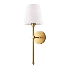 Wall Light Sconce - Princelle - Brass Arm Design - Classic Fabric Shade