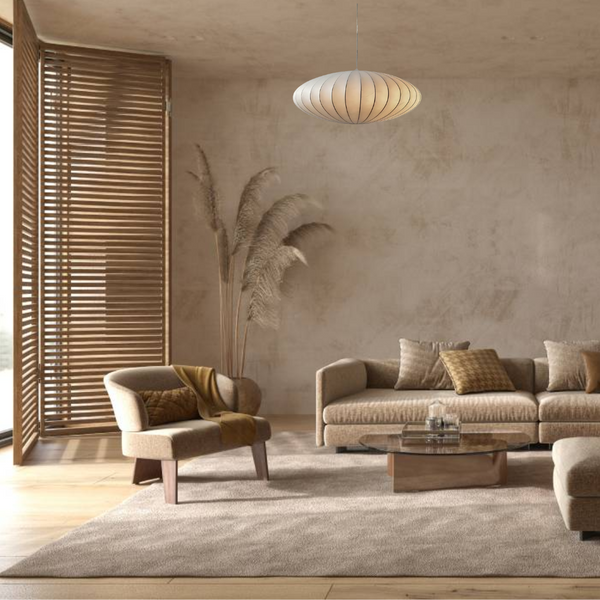 Silk Pendant Light - Solaira - Japandi Ceiling Lamp - Modern Home Decor